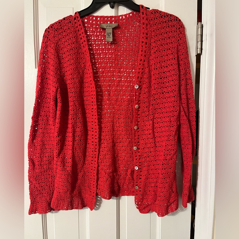 I. E. open weave cardigan size small